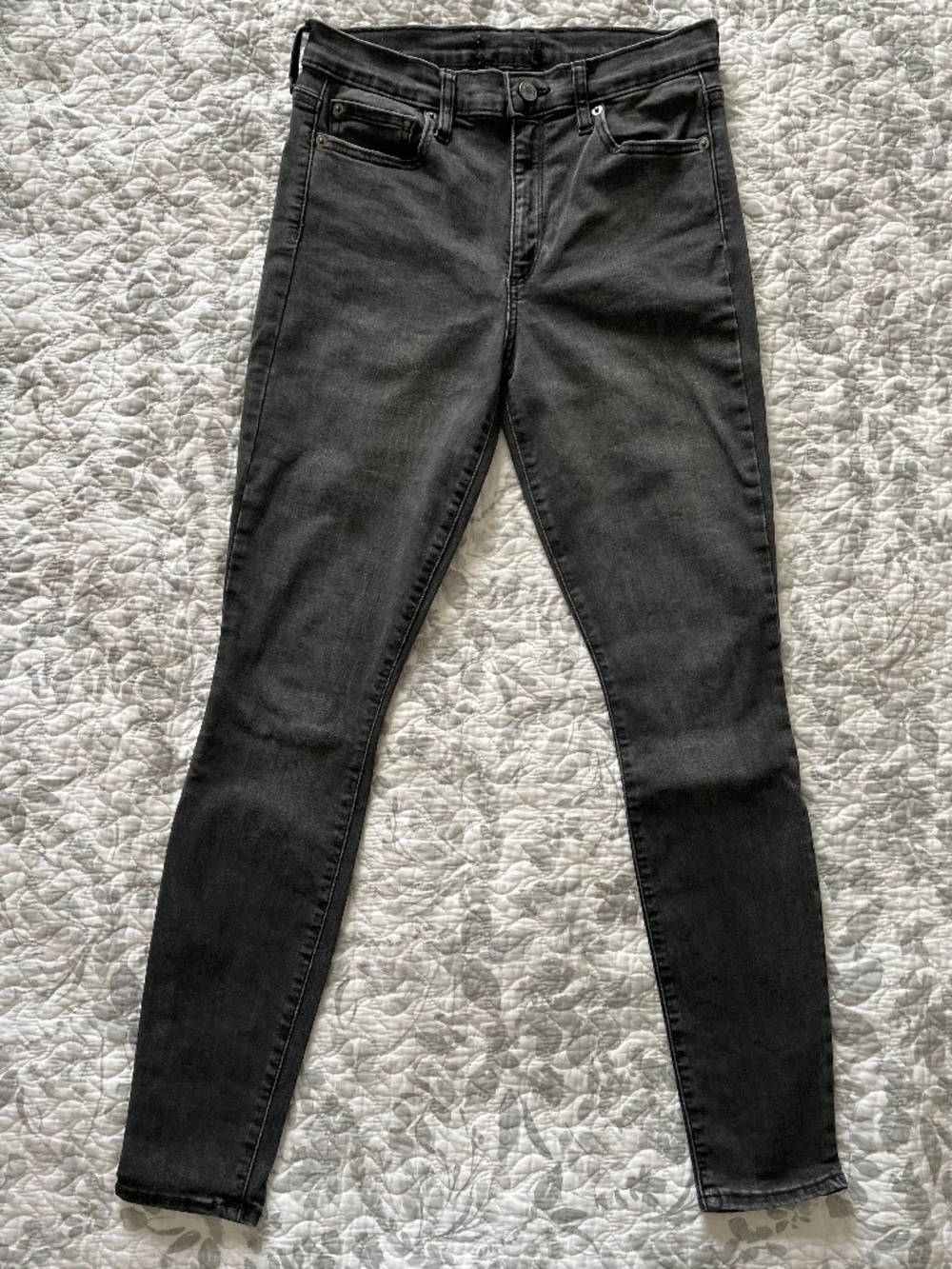 GAP Black Wash Mid-Rise Straight-Leg Skinny Jeans Stretchy Full Length Size 6